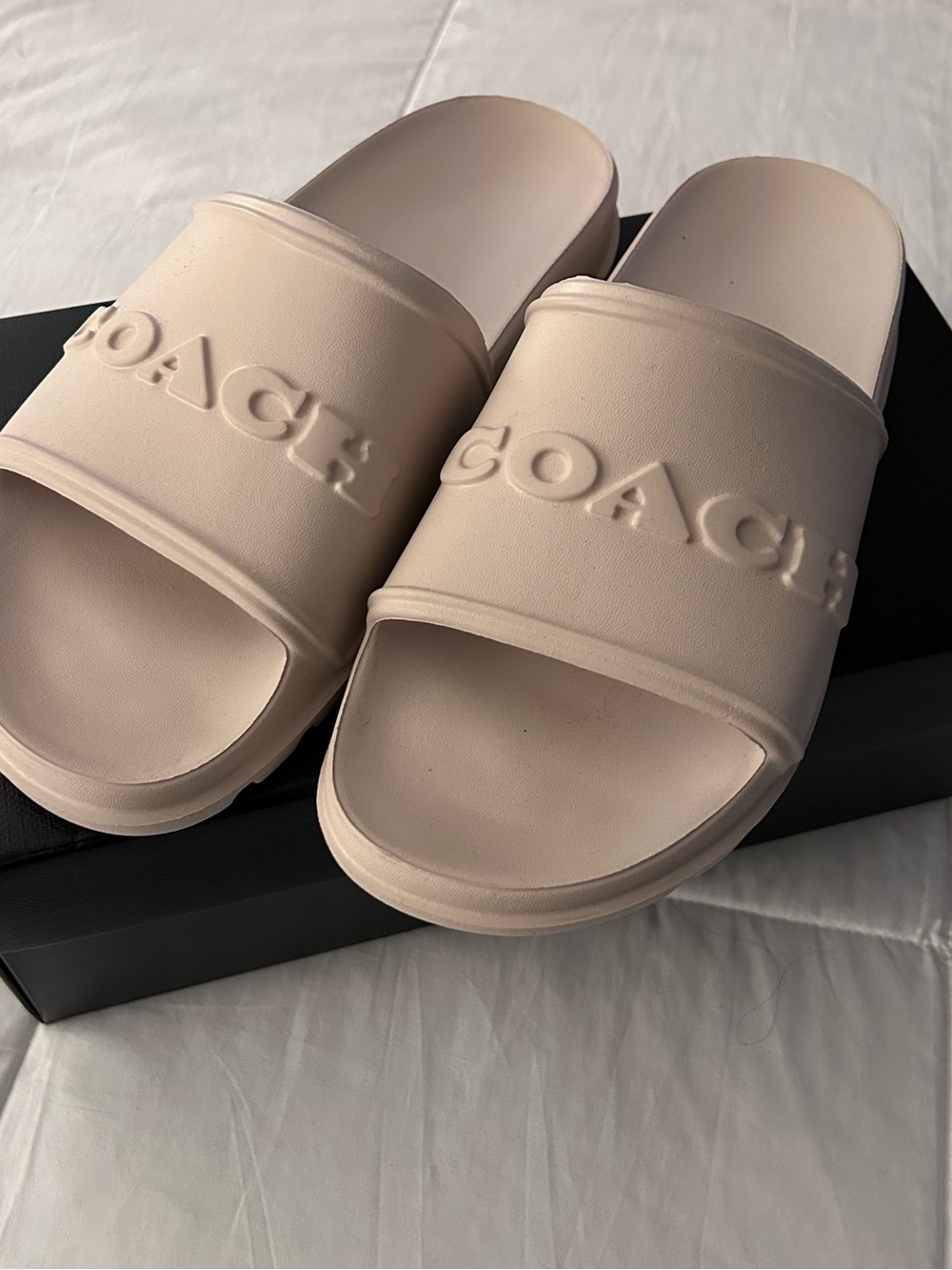 Coach Embossed Slide Sandals in Blush